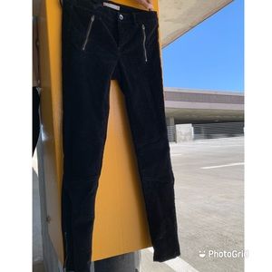 Banana Republic velvet black, soft, skinny jean, gold zippers